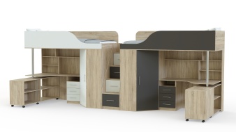 Кровать-чердак с рабочей зоной Мираж 17  BMS