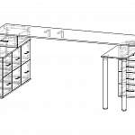 Чертеж Угловой письменный стол для двоих Колор 55 BMS