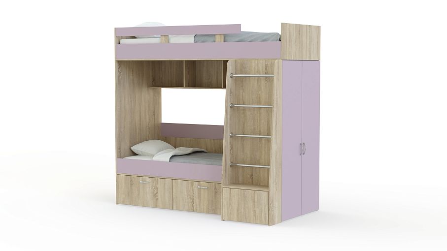 Двухъярусная кровать Белла 6 со шкафом BMS - Фото