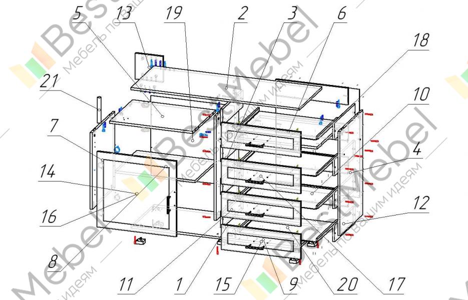 Схема сборки комода ливерпуль
